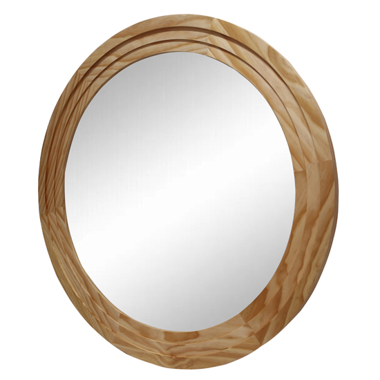 Natural Wood Round Framed Wall Mirror XR3090-O